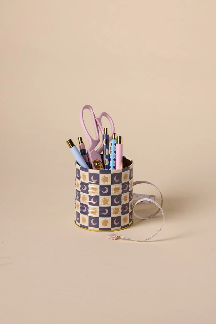 decorative metal storage tin graphic patterned container
