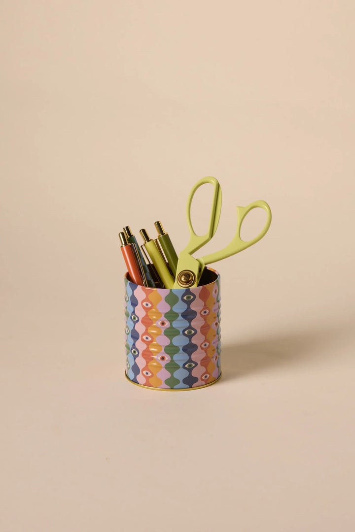 decorative metal storage tin graphic patterned container
