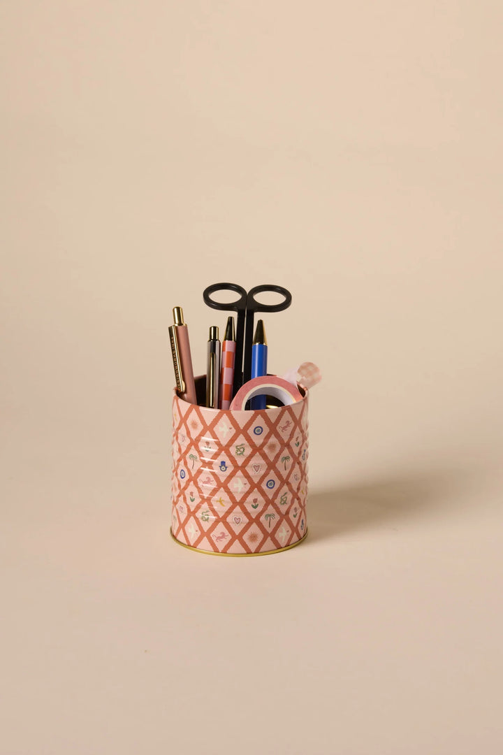 decorative metal storage tin graphic patterned container
