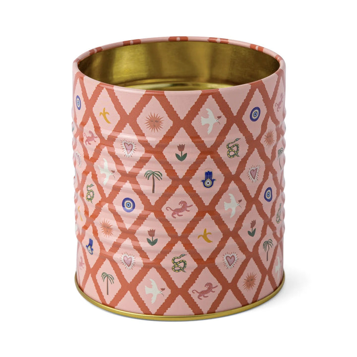decorative metal storage tin graphic patterned container
