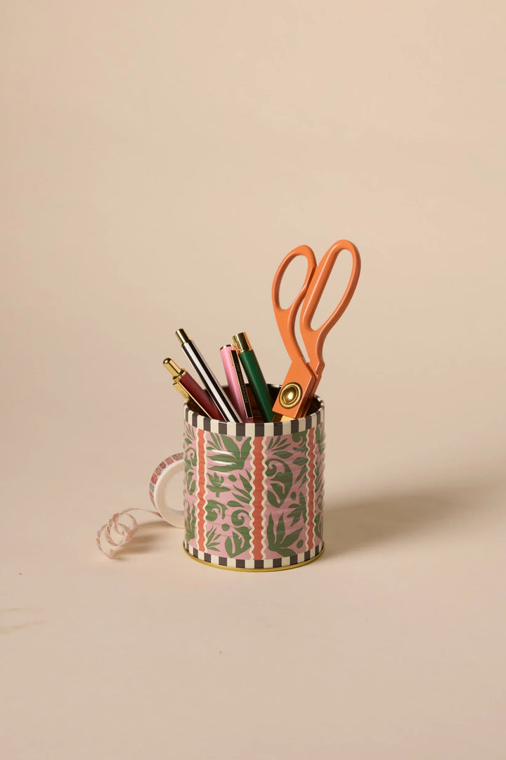 decorative metal storage tin graphic patterned container
