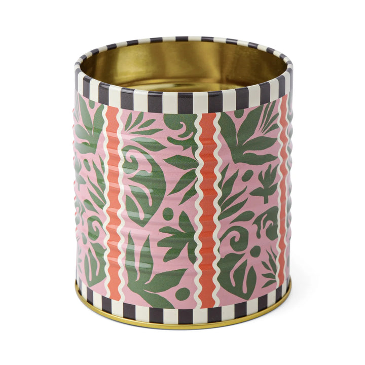 decorative metal storage tin graphic patterned container
