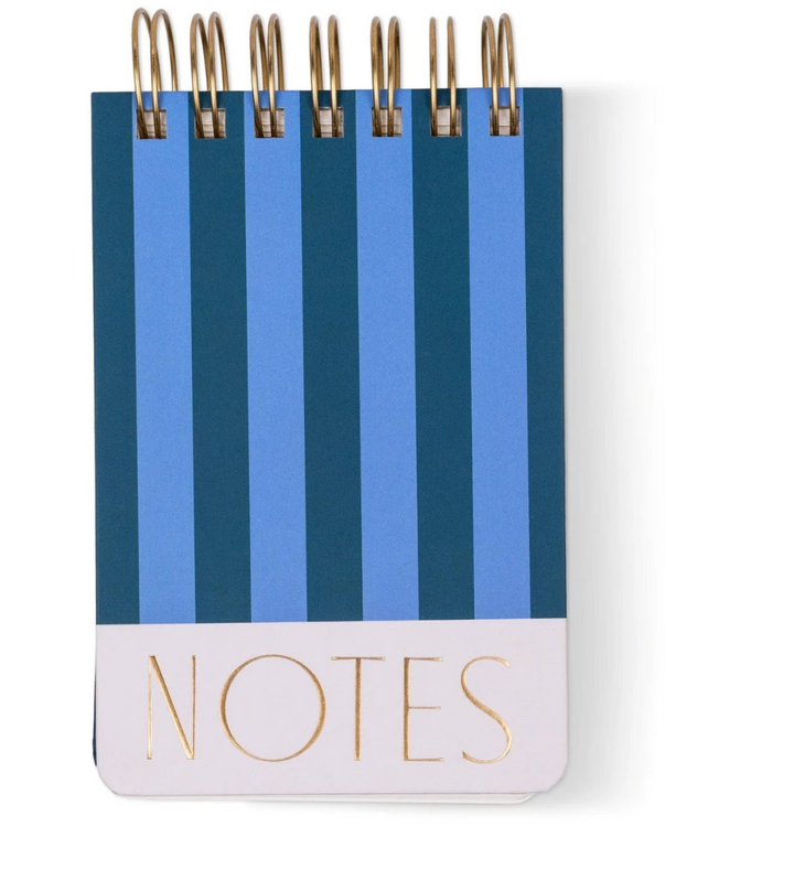 Twin wire chunky notepad with colorful pattern cover and gold spiral binding
