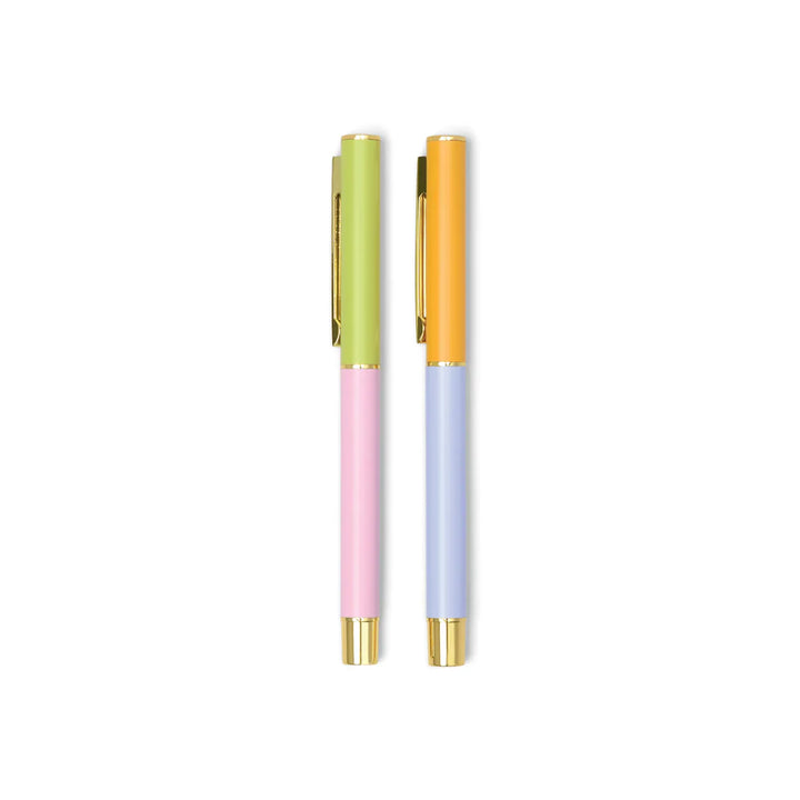 pastel color block pens gold accents ballpoint pen set
