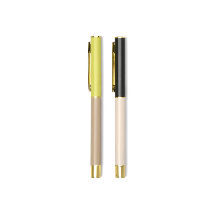 pastel color block pens gold accents ballpoint pen set
