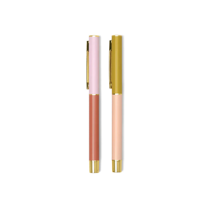 pastel color block pens gold accents ballpoint pen set
