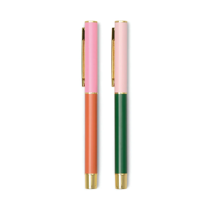 pastel color block pens gold accents ballpoint pen set
