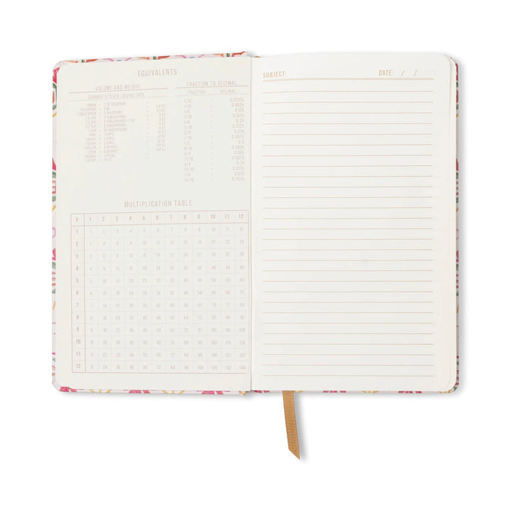 orange check patterned journal notebook with ribbon bookmark
