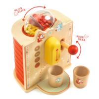 Djeco Espresso kids wooden coffee machine with pretend coffee beans and two mugs