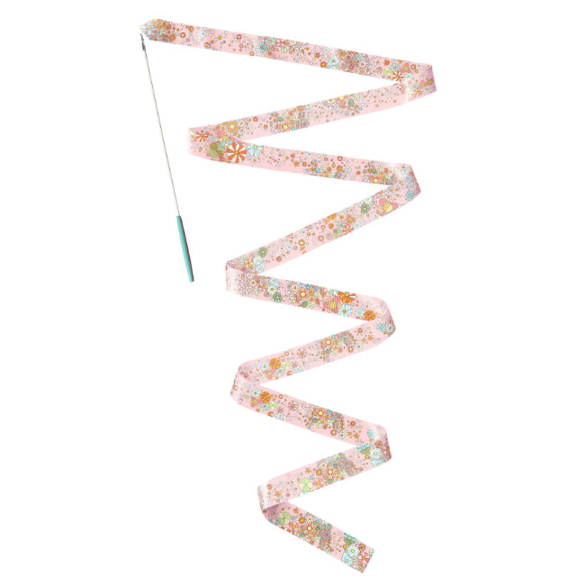 Djeco Stella kids gymnastics ribbon with 4-metre floral cloth ribbon and handle