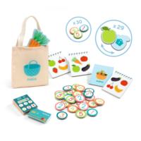 Djeco Little Market kids pretend play set with fruit, vegetables, scales and shopping accessories