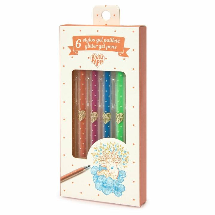 Lovely Paper - 6 glitter pens - ألعاب الأطفال