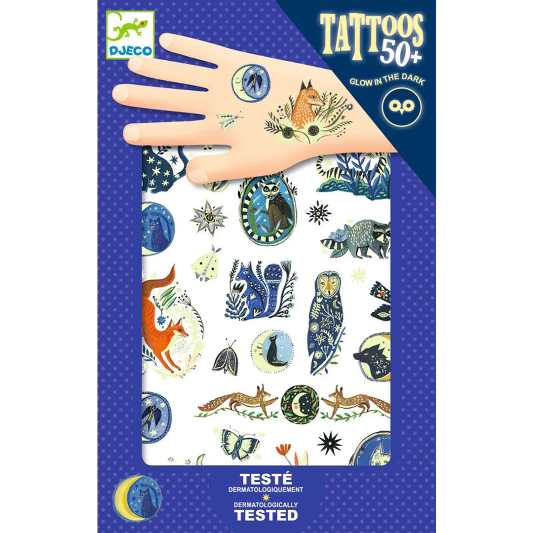 Djeco glow in the dark woodland temporary tattoos for kids

