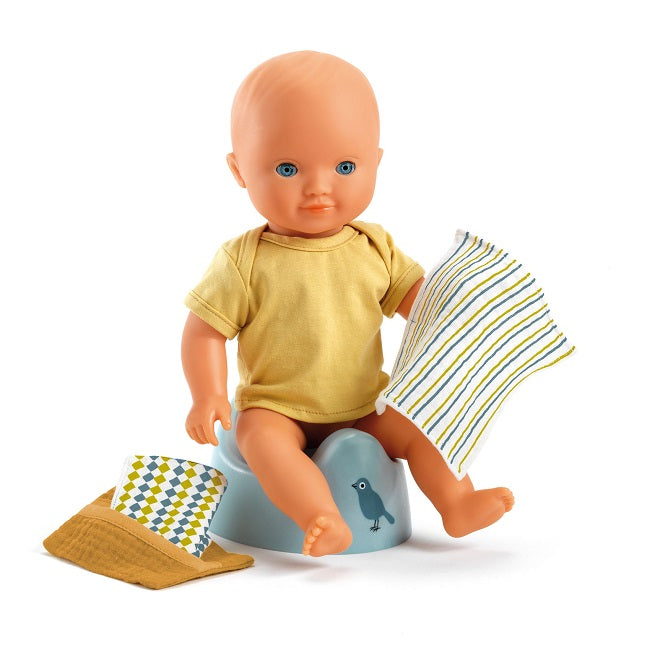 Djeco Pomea doll potty and wipes accessory set
