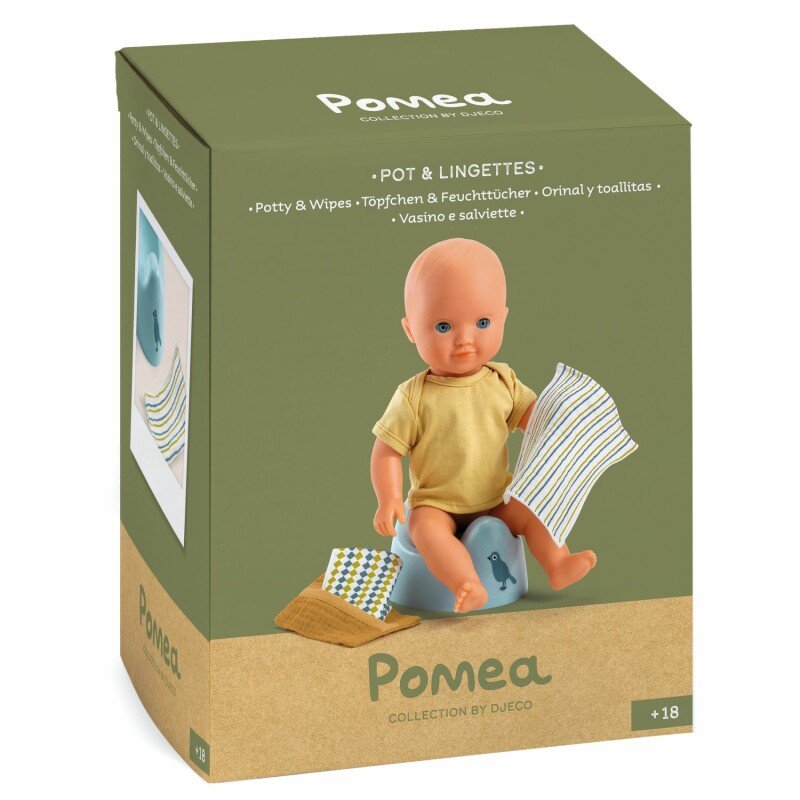 Djeco Pomea doll potty and wipes accessory set
