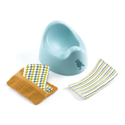 Djeco Pomea doll potty and wipes accessory set
