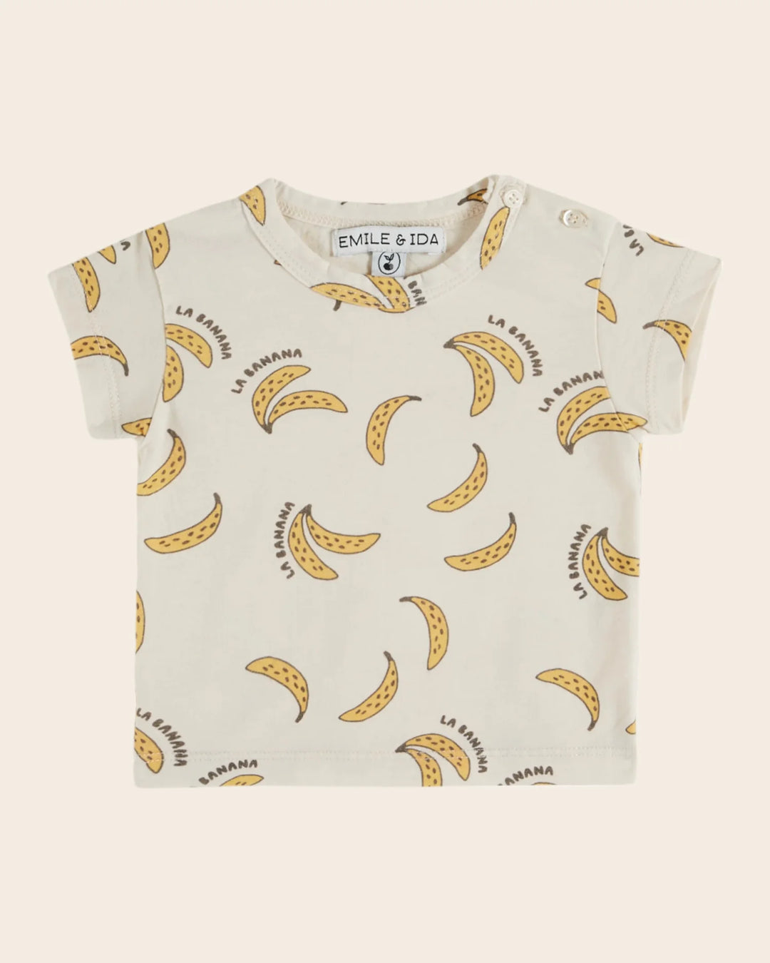 girls banana print cotton t-shirt in cream
