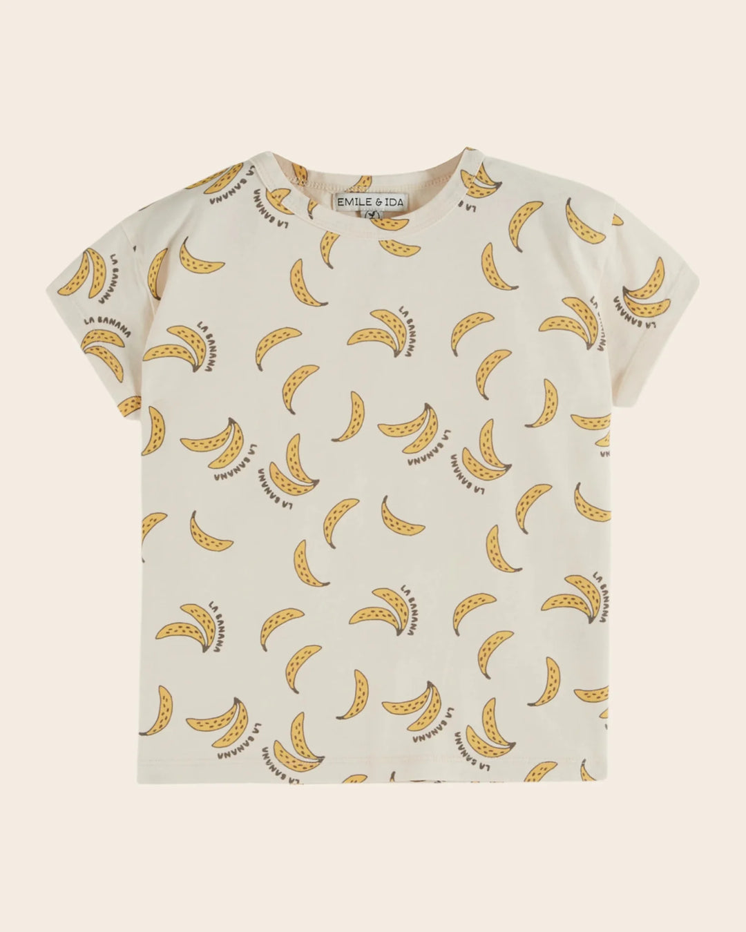 girls banana print cotton t-shirt in cream
