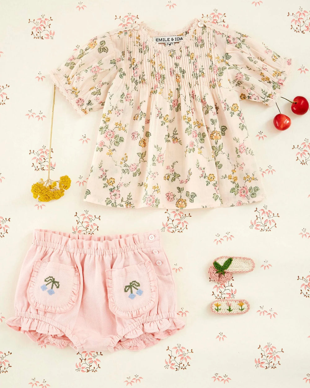 girls embroidered cotton bloomer shorts with pockets