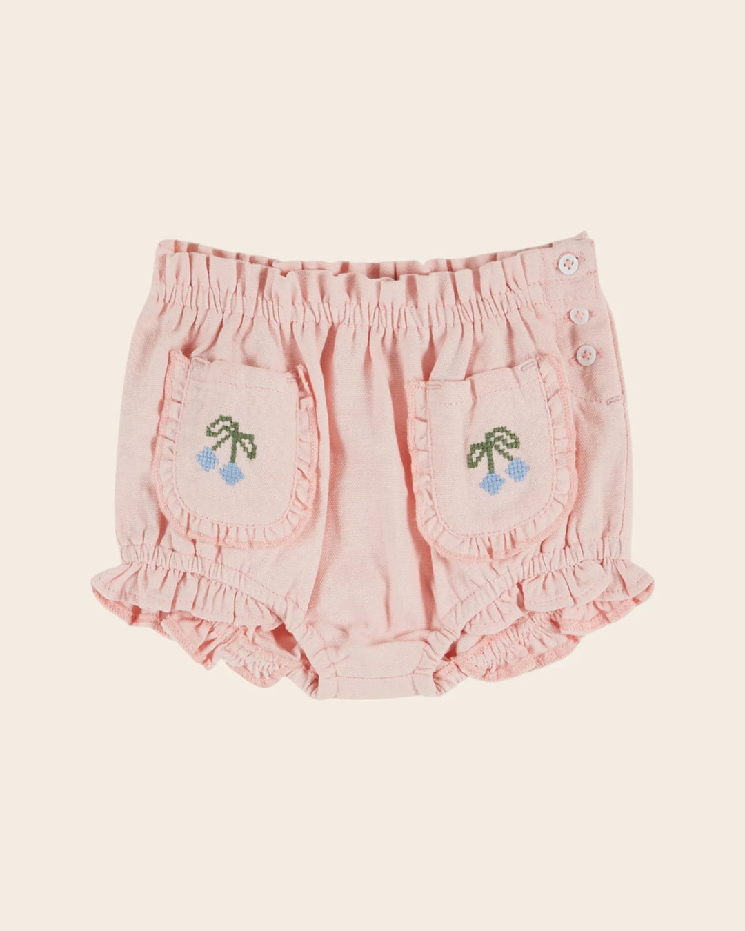 girls embroidered cotton bloomer shorts with pockets