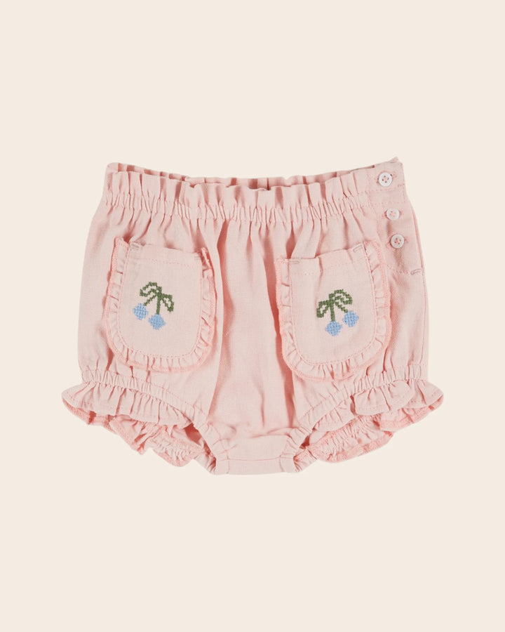 girls embroidered cotton bloomer shorts with pockets