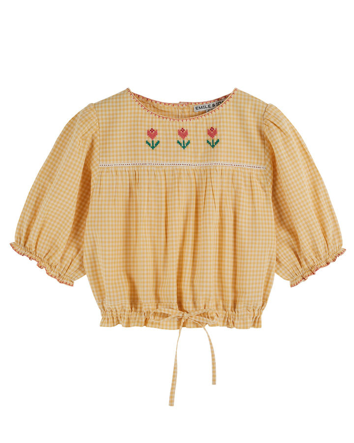 Blouse Girl Gingham Yellow - قصيرة