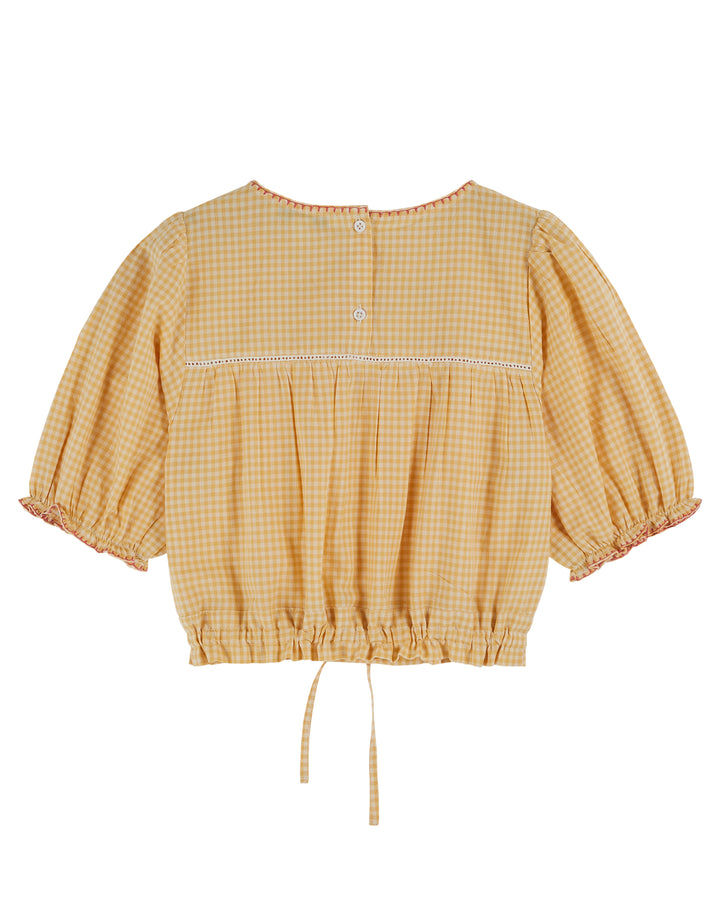 Blouse Girl Gingham Yellow - قصيرة