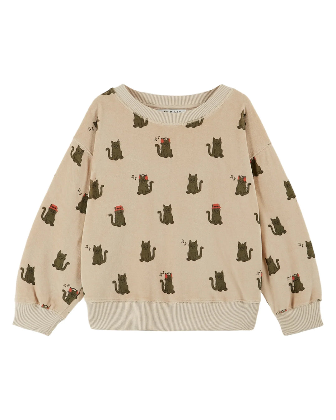 Sweatshirt Boy Velvet Greige Cool Cat - قصيرة
