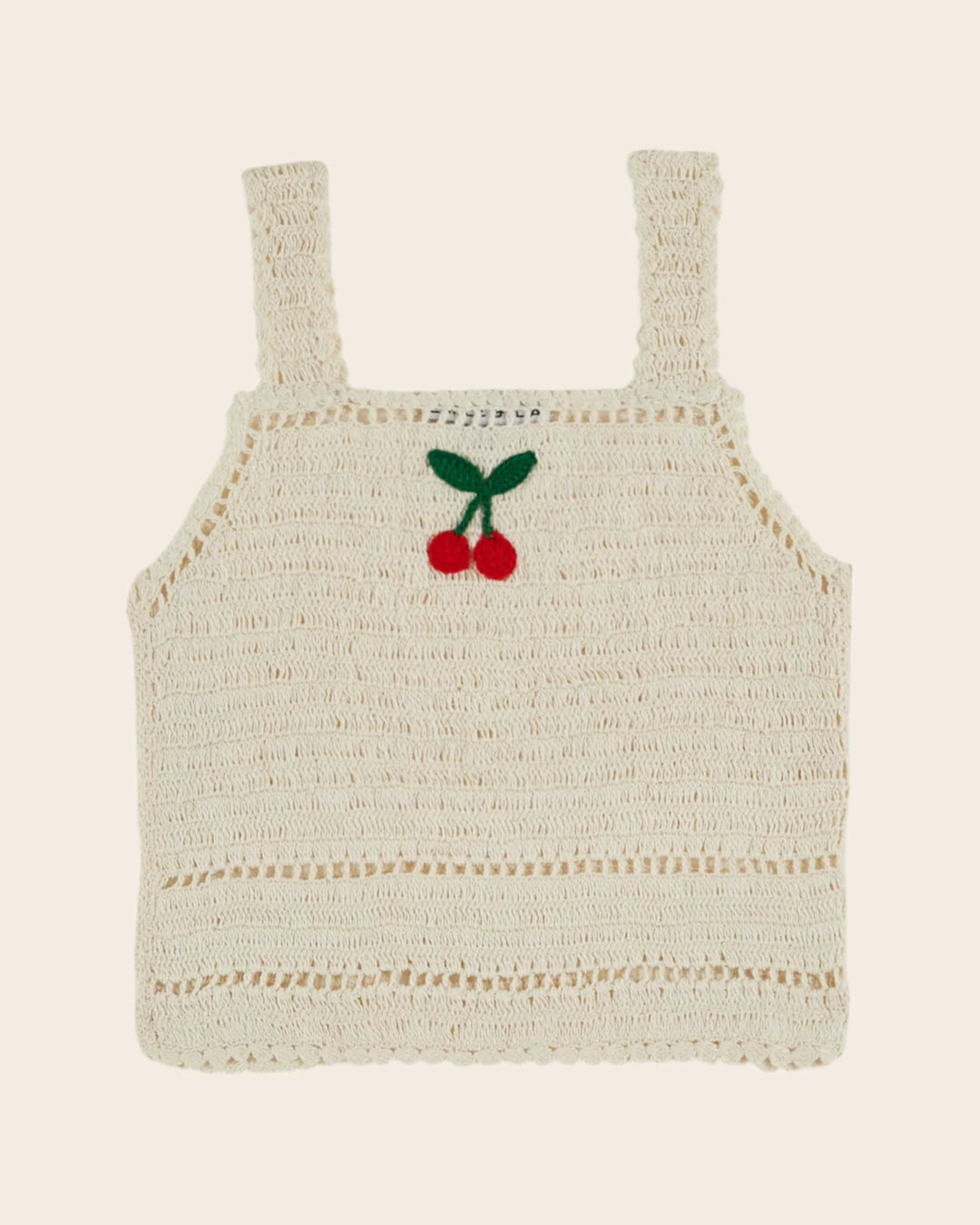 girls cream crochet cherry top
