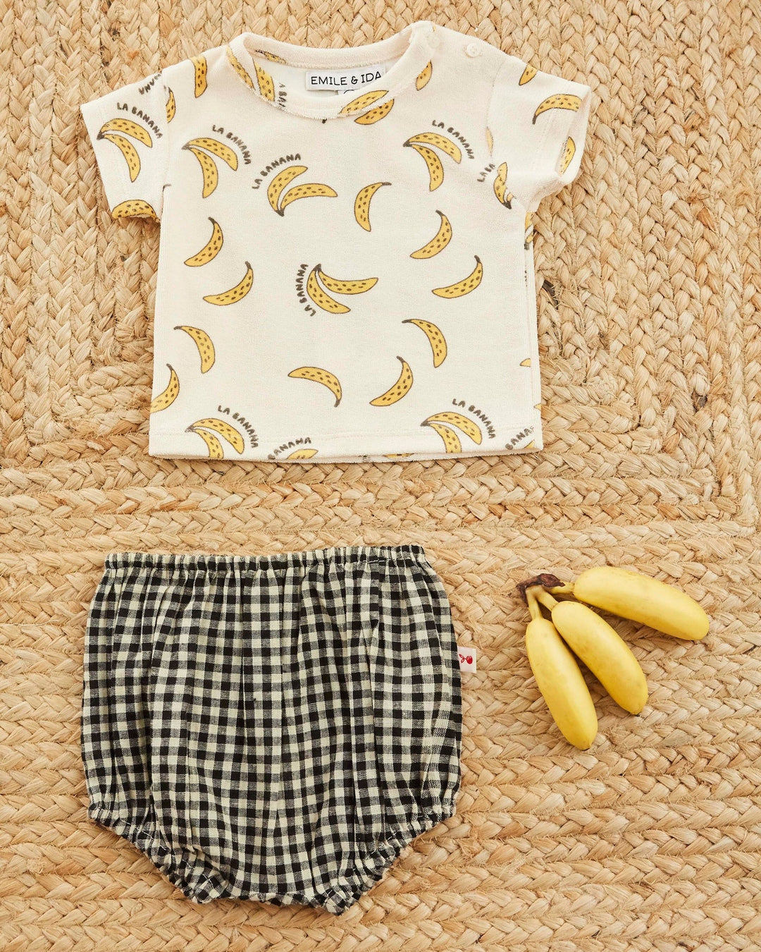 boys cotton terry t-shirt with banana print