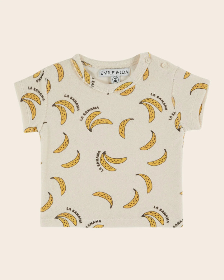 boys cotton terry t-shirt with banana print