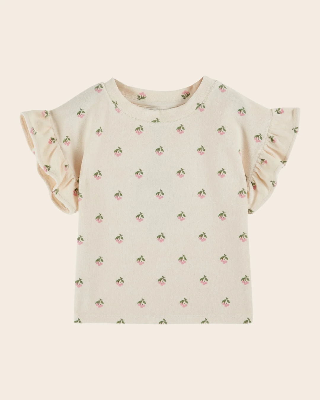 girls cotton terry t-shirt with printed Cerisette pattern