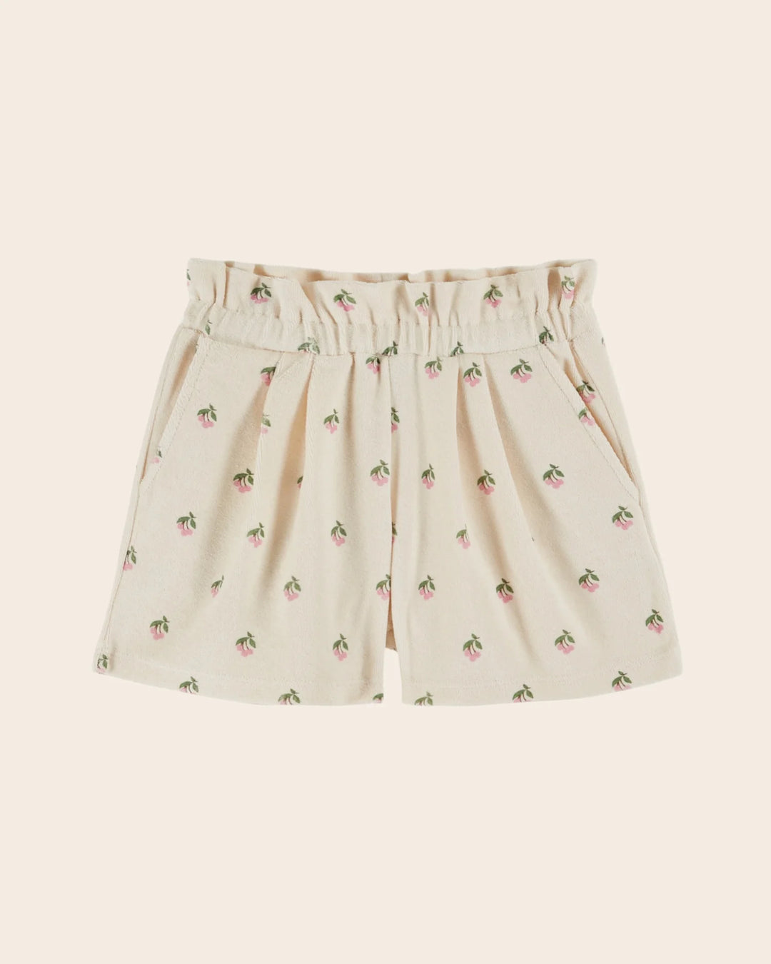 girls printed cotton terry shorts with Cerisette pattern