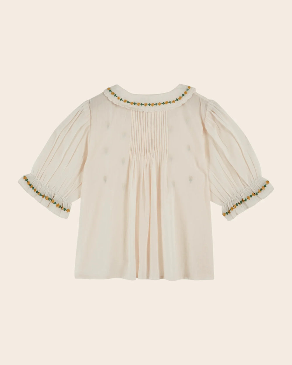 girls cream embroidered blouse with floral detail
