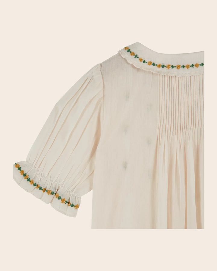 girls cream embroidered blouse with floral detail
