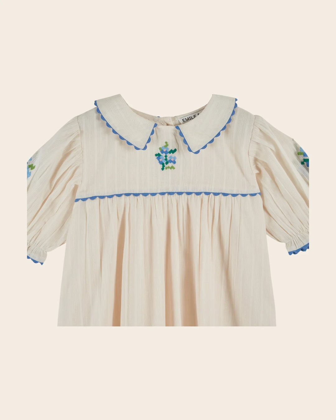 Scalloped Embroidery Dress Girl - Cream - قصيرة