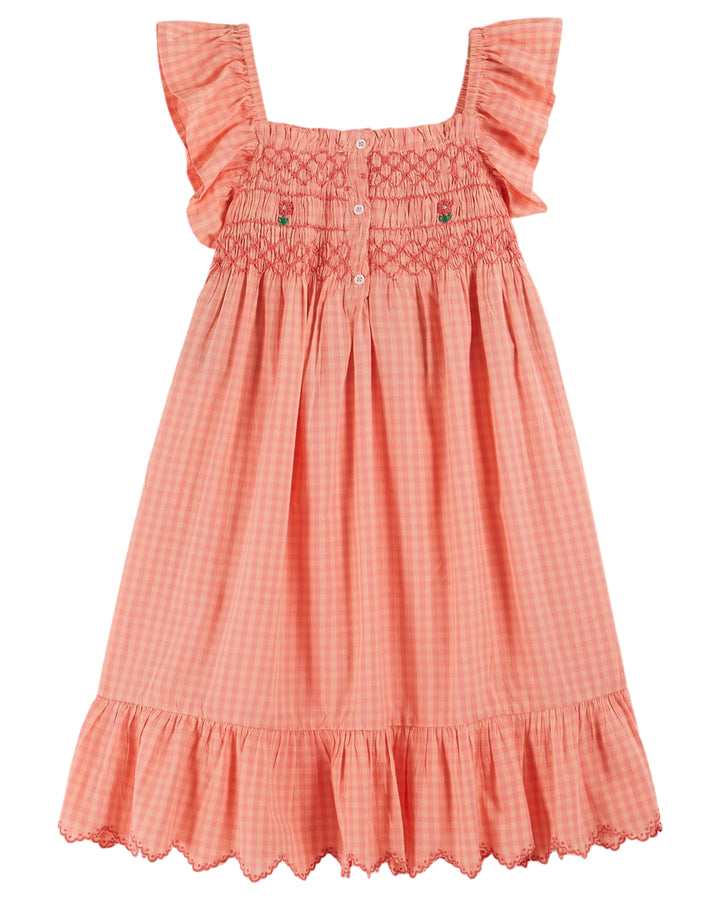 Dress Girl Bordered Gingham Pivoine - قصيرة
