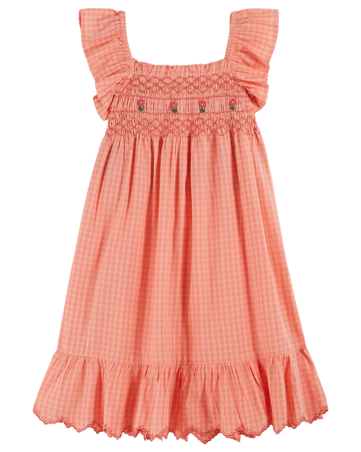 Dress Girl Bordered Gingham Pivoine - قصيرة