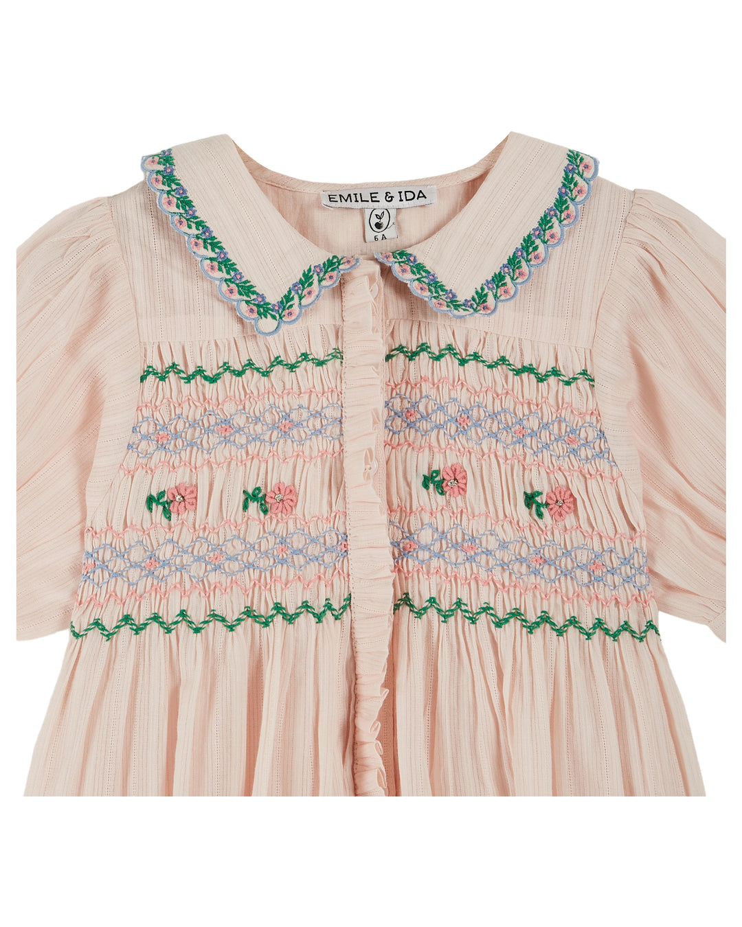 Dress Girl Bordered Smock Pastel - قصيرة