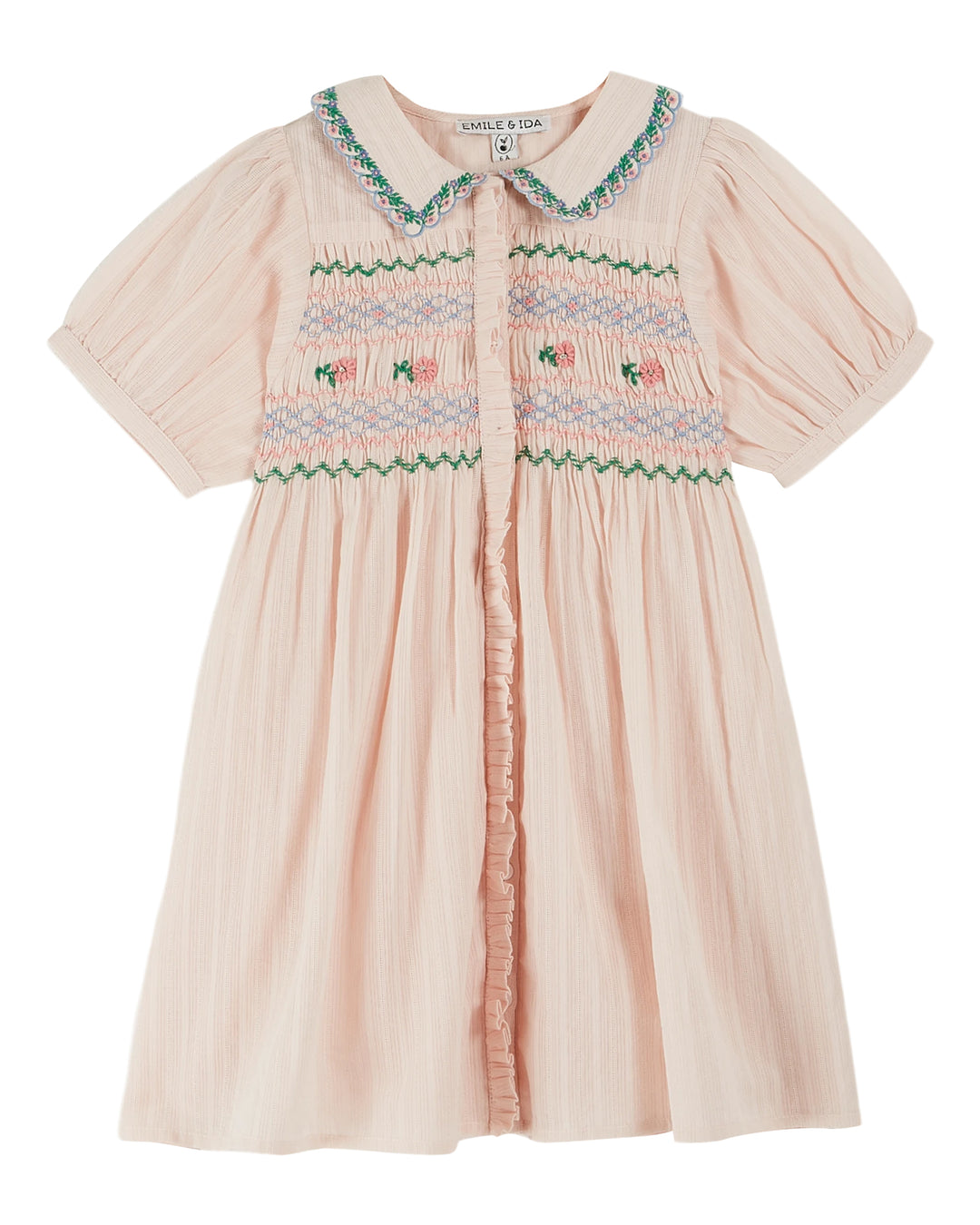 Dress Girl Bordered Smock Pastel - قصيرة