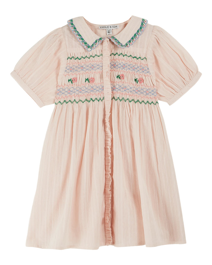 Dress Girl Bordered Smock Pastel - قصيرة