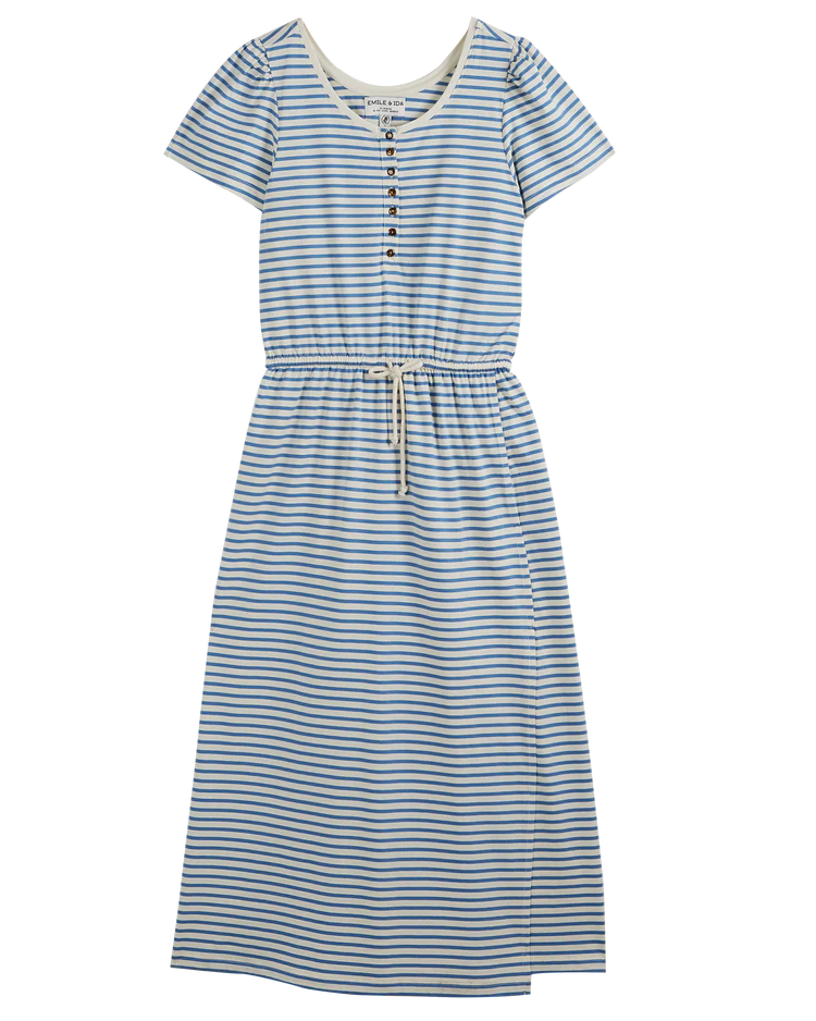 Women Dress Stripe Blue - قصيرة