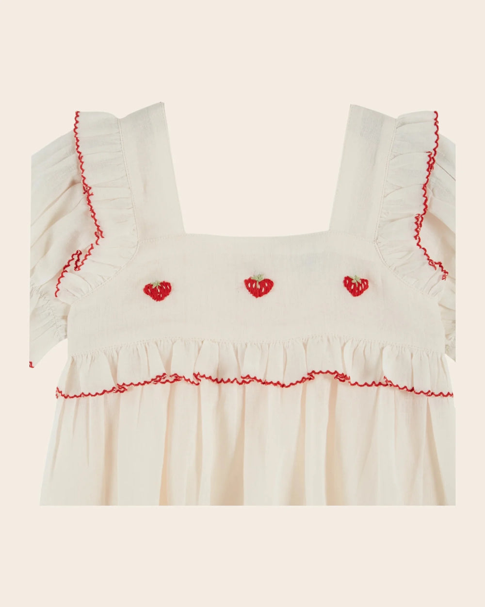 girls cream embroidered strawberry blouse
