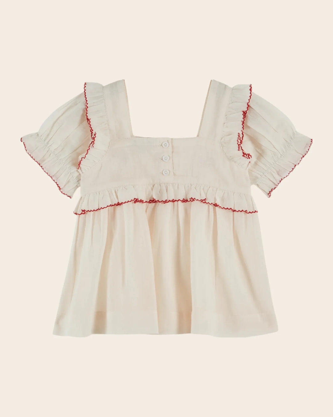 girls cream embroidered strawberry blouse
