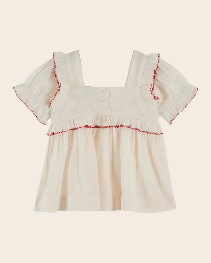 girls cream embroidered strawberry blouse
