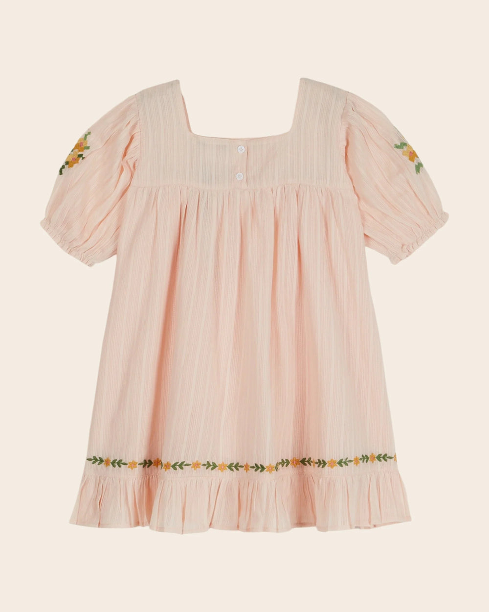 girls blush embroidered floral cotton dress
