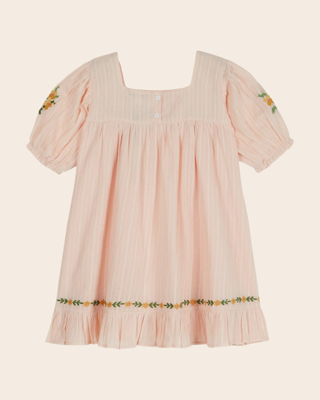 girls blush embroidered floral cotton dress
