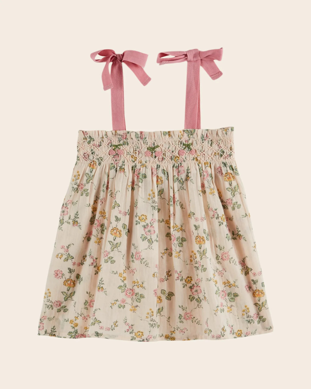 girls embroidered cotton cami top with floral broderie roses