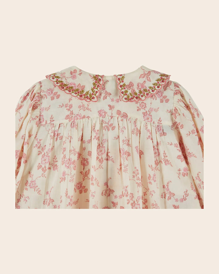 Emile et Ida girls Rosalie smocked dress with delicate embroidery and romantic detailing