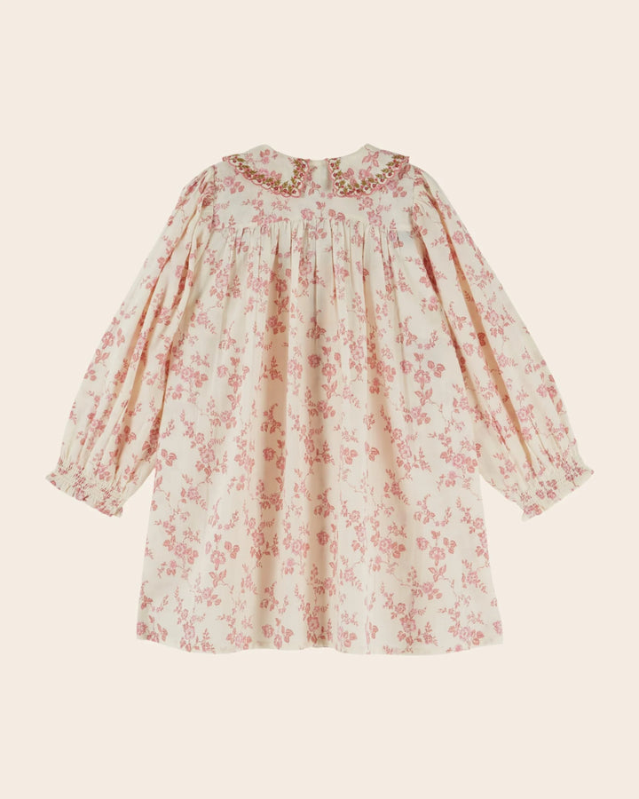 Emile et Ida girls Rosalie smocked dress with delicate embroidery and romantic detailing